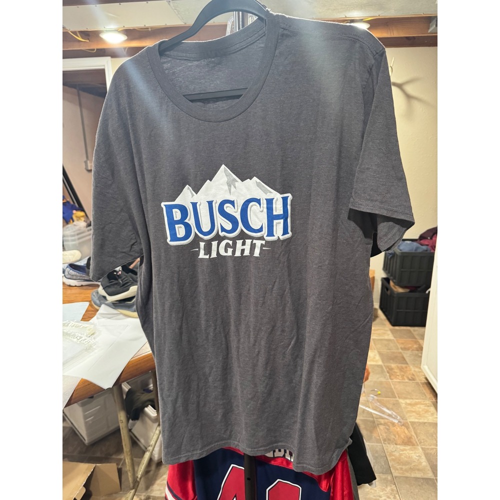 Busch Light Beer Graphic T-Shirt Womens XL Charcoal Gray Heather Short Sleeve T